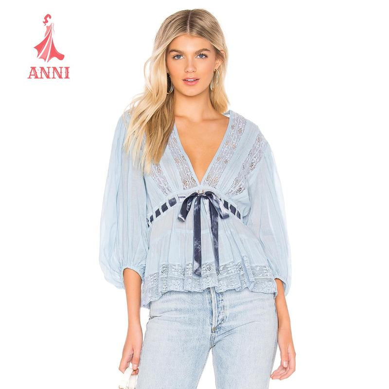 ANNI Tie-Dye T-Shirt Collection - Blue White Light Green S M L XL - 5% Elastane 95% Polyester - Fall Fashion - Stylish Comfortable Trendy Casual Wear Fashion Womenswear Blouse Top