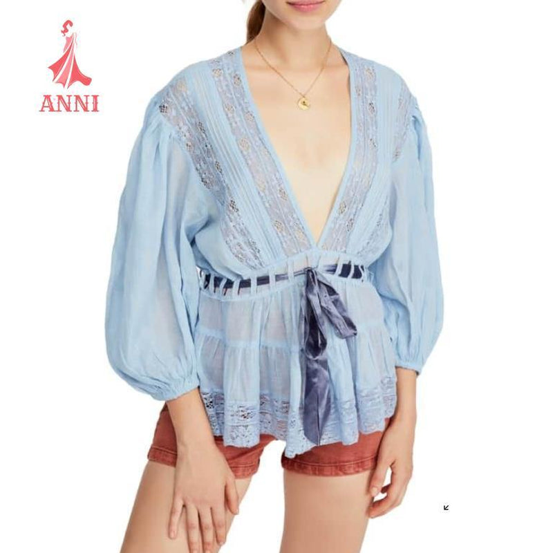 ANNI Tie-Dye T-Shirt Collection - Blue White Light Green S M L XL - 5% Elastane 95% Polyester - Fall Fashion - Stylish Comfortable Trendy Casual Wear Fashion Womenswear Blouse Top