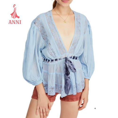 ANNI Tie-Dye T-Shirt Collection - Blue White Light Green S M L XL - 5% Elastane 95% Polyester - Fall Fashion - Stylish Comfortable Trendy Casual Wear Fashion Womenswear Blouse Top