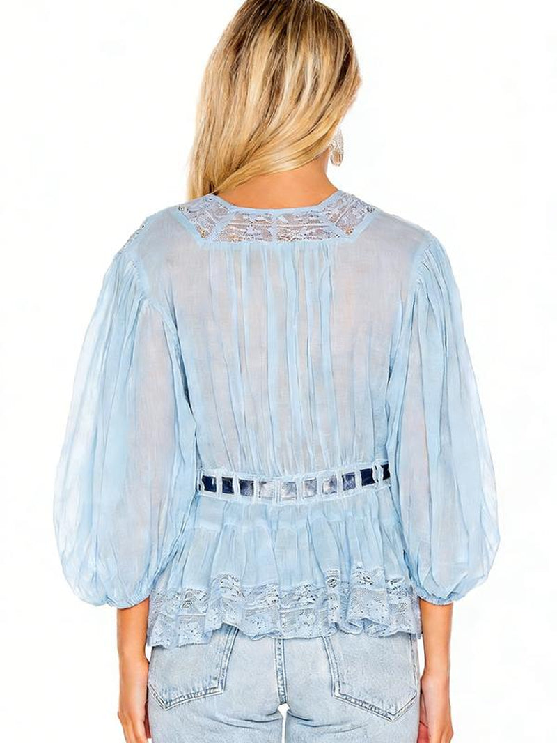 ANNI Tie-Dye T-Shirt Collection - Blue White Light Green S M L XL - 5% Elastane 95% Polyester - Fall Fashion - Stylish Comfortable Trendy Casual Wear Fashion Womenswear Blouse Top